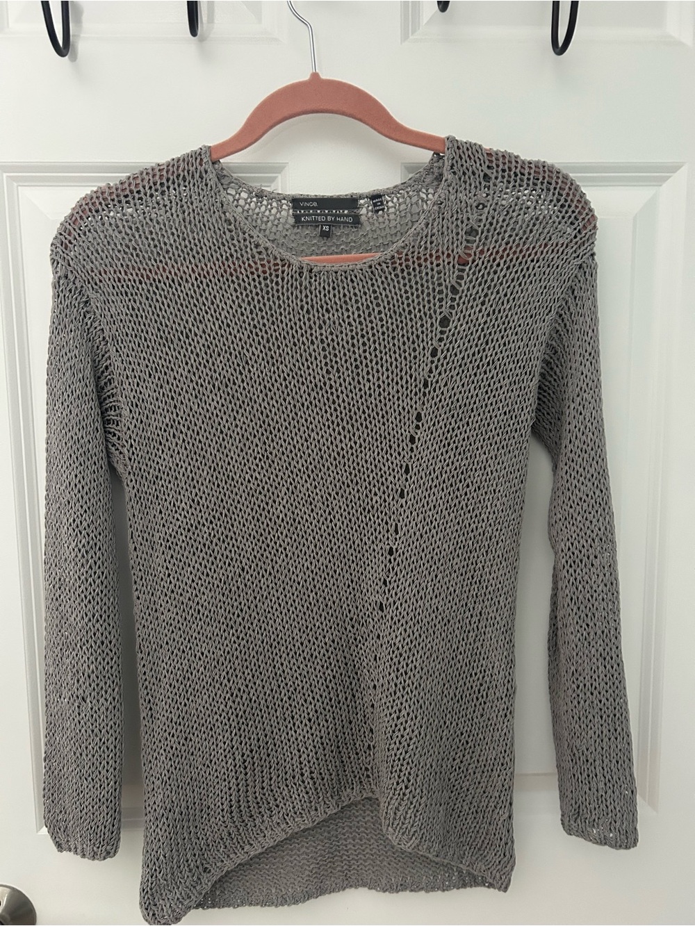 Vince Light Gray Open-Knit Women's Sweater